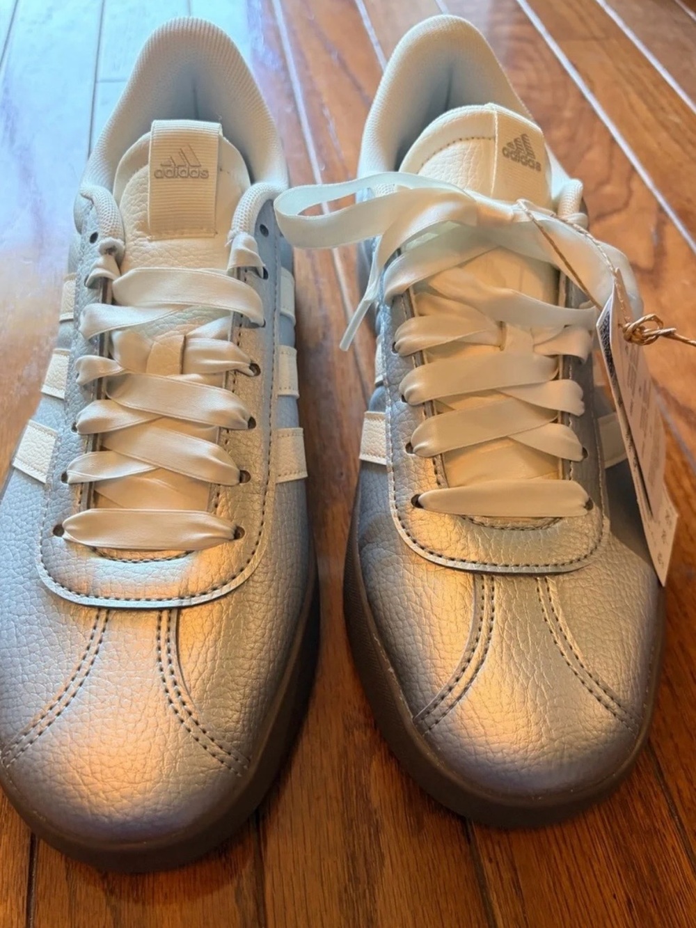 adidas Men’s Silver Metallic Low-Top Sneakers